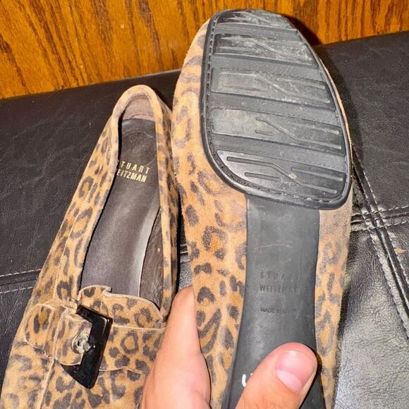 Stuart Weitzman Buckleberry Brown Black Cheetah Print Suede Loafers - Size 6.5 - Picture 11 of 11
